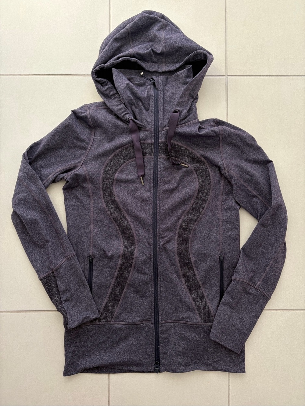 Lululemon Heather Purple Full Zip Hooded Jacket Hoodie Thumbholes - Size 8